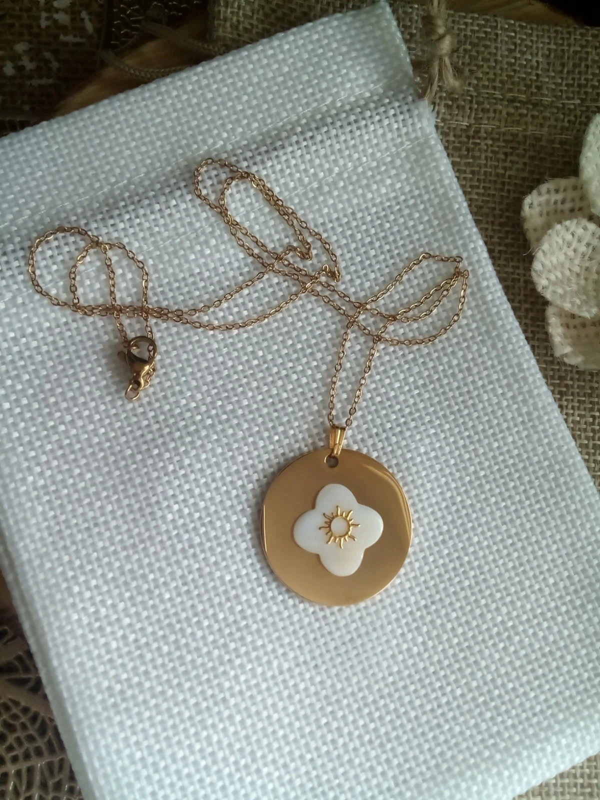 Collier à offrir à sa sœur , trèfle nacre naturelle – photo 4